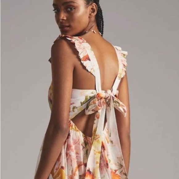 Anthro Maeve Floral Tie Back Maxi Dress - Picture 4 of 9